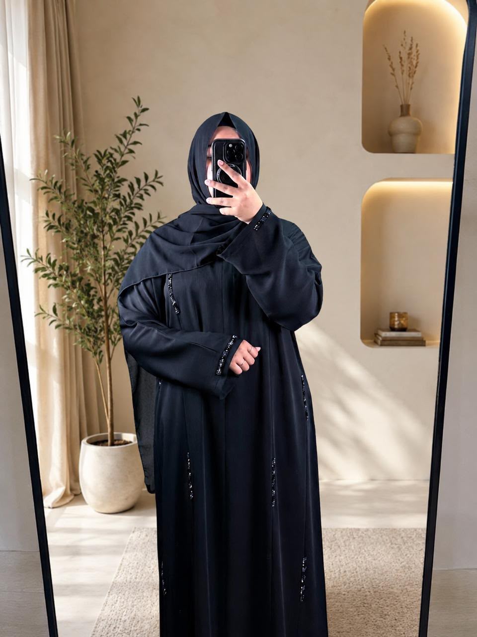 Line Beaded Abaya